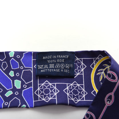 Hermes Silk La Dense Des Amazones Twilly Indigo Jaune 3 of 4