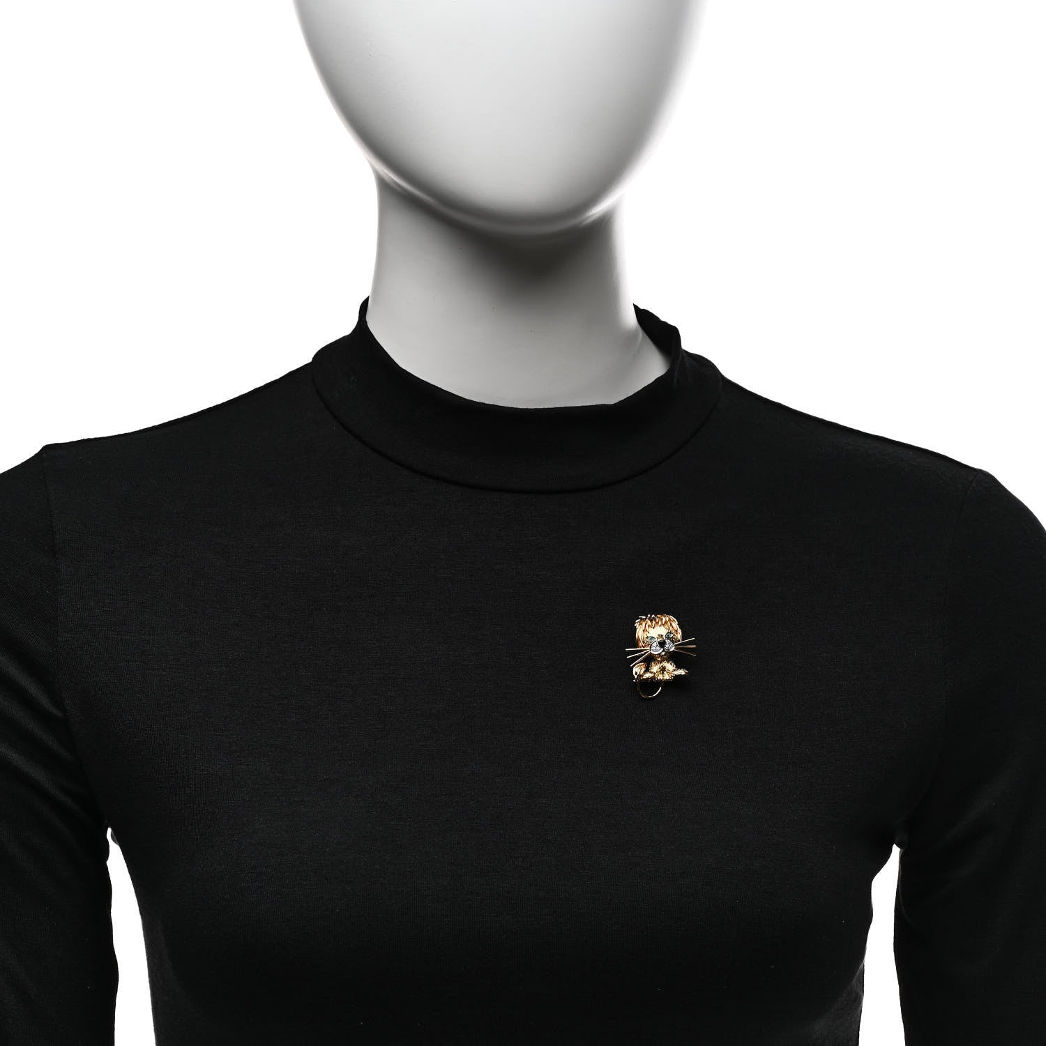 Van Cleef & Arpels 18K Yellow Gold Diamond Emerald Black Onyx Lion Ebouriffe Brooch 2 of 5