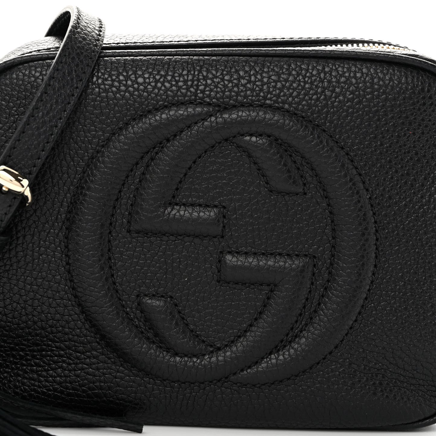 Pebbled Calfskin Small Soho Disco Bag Black