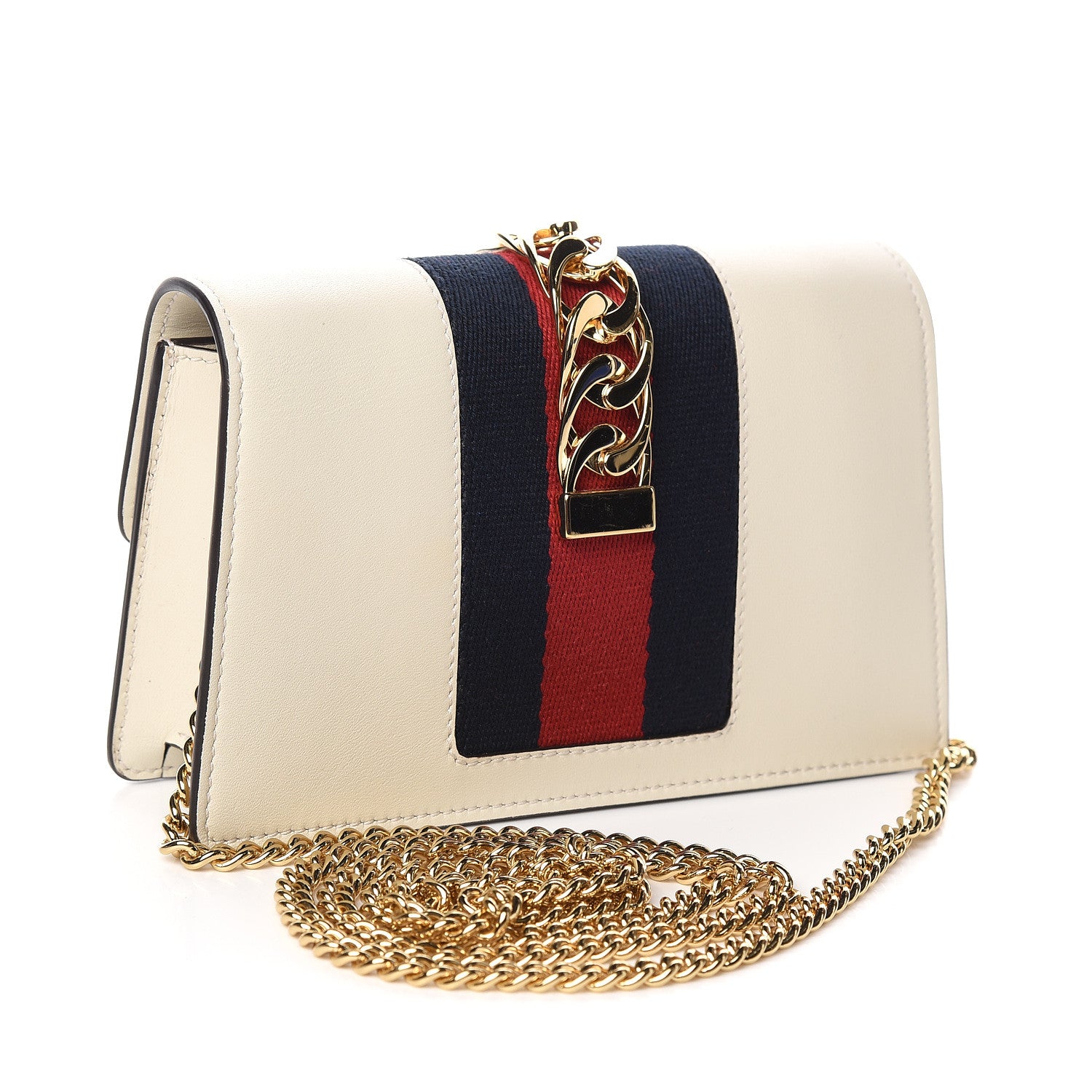 Gucci Calfskin Super Mini Sylvie Chain Shoulder Bag White 3 of 10