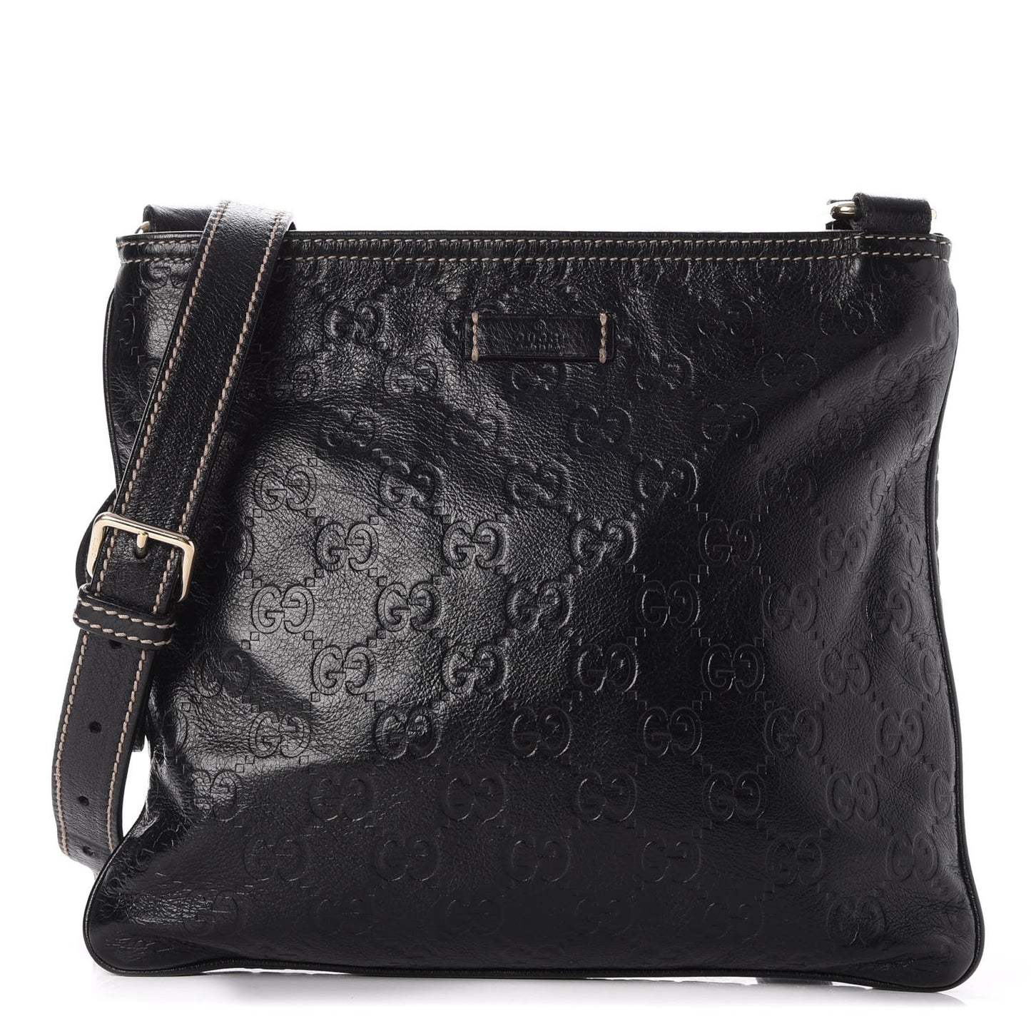 Guccissima Small Flat Messenger Bag Black