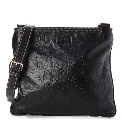 Gucci Guccissima Small Flat Messenger Bag Black 1 of 7