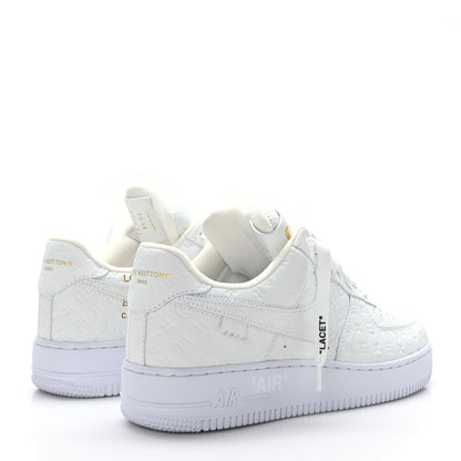 Louis Vuitton X NIKE AIR FORCE 1 Calfskin Monogram Mens Low Top Sneakers 8.5 White 4 of 9