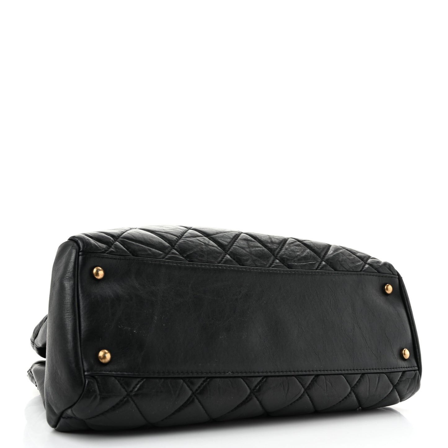 Aged Calfskin Large Just Mademoiselle Bowling Bag Black