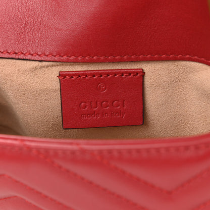 Gucci Calfskin Matelasse Super Mini GG Marmont Shoulder Bag Hibiscus Red 6 of 10