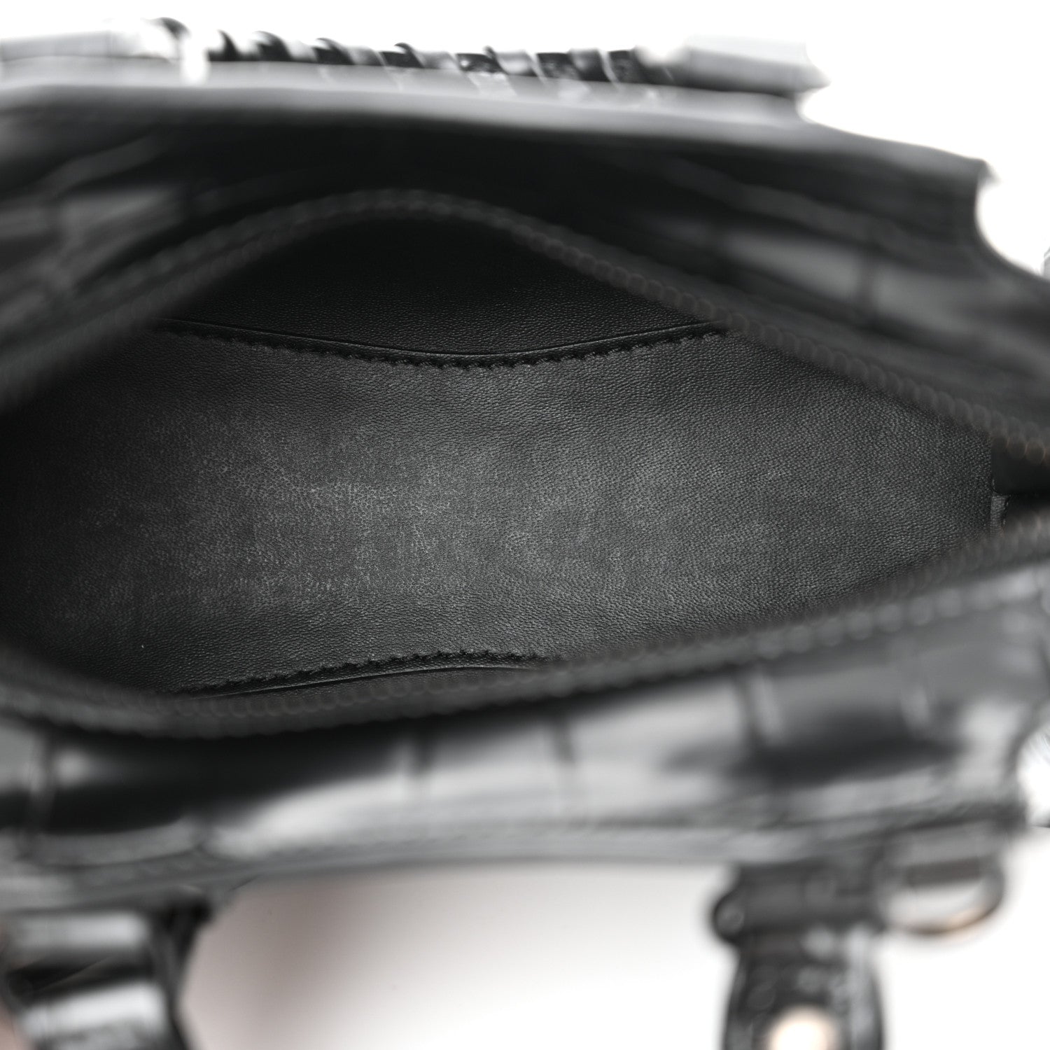 Balenciaga Semi Shiny Calfskin Crocodile Embossed Neo Classic Black Hardware Nano City Black 5 of 10
