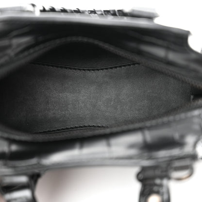 Balenciaga Semi Shiny Calfskin Crocodile Embossed Neo Classic Black Hardware Nano City Black 5 of 10