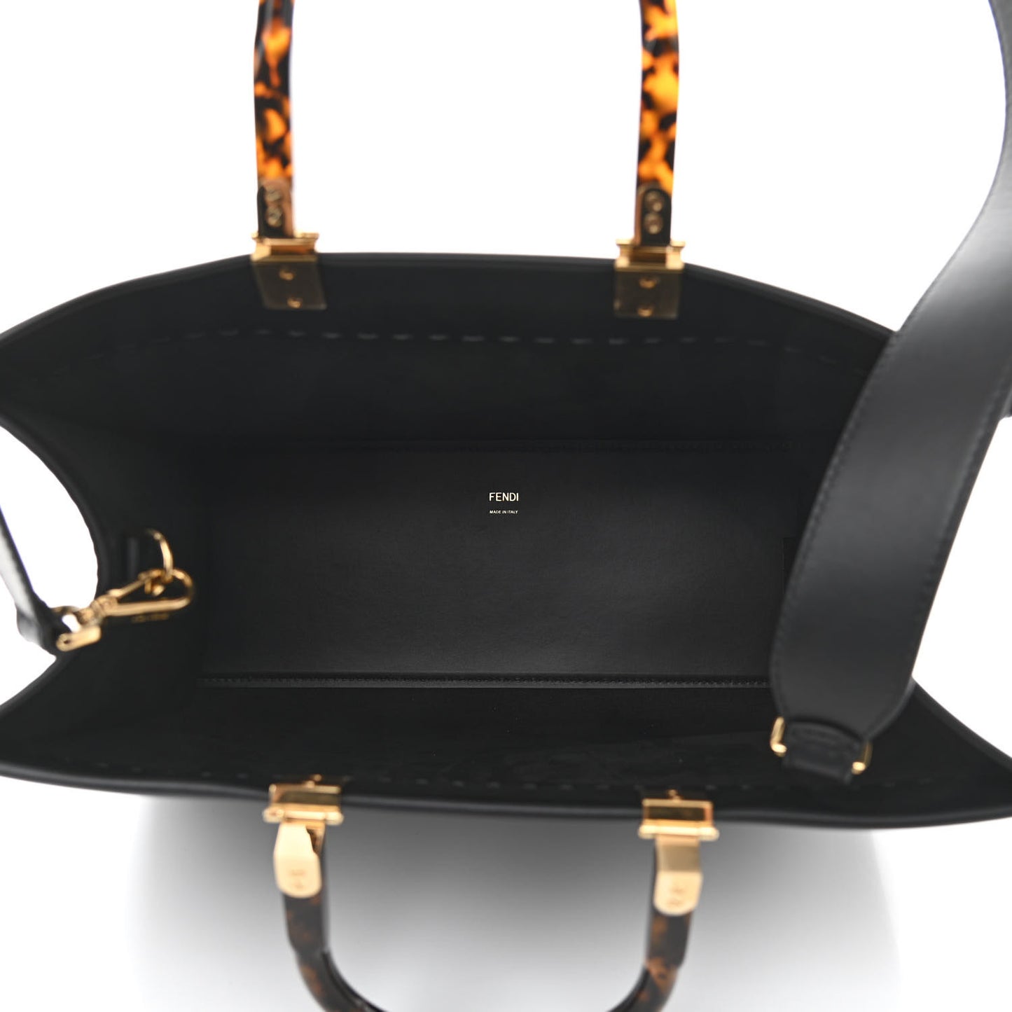 Vitello King Plexiglass Medium Fendi Sunshine Shopper Tote Black