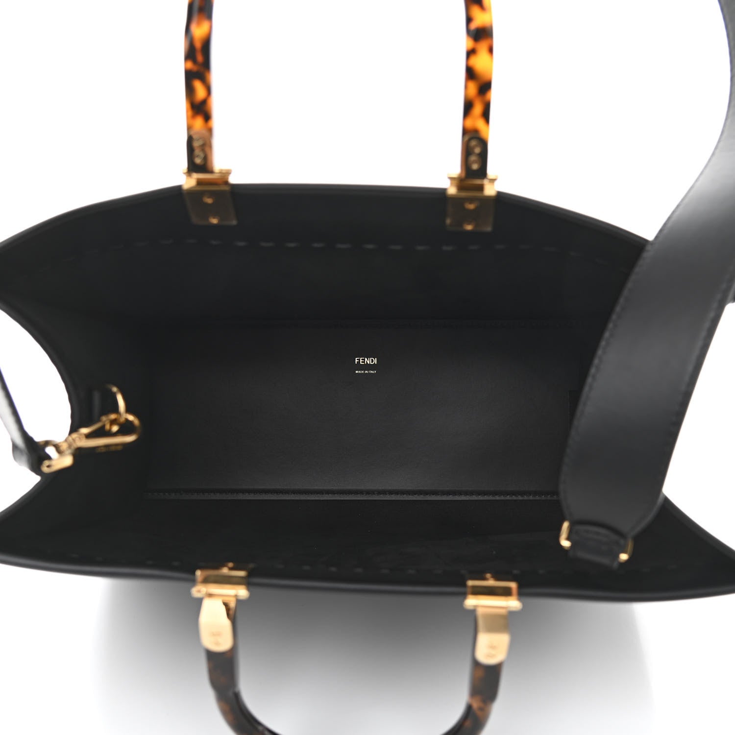 Fendi Vitello King Plexiglass Medium Fendi Sunshine Shopper Tote Black 4 of 11
