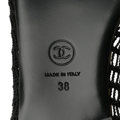 Chanel Raffia Cap Toe Ballerina Flats 38 Black Beige 7 of 10