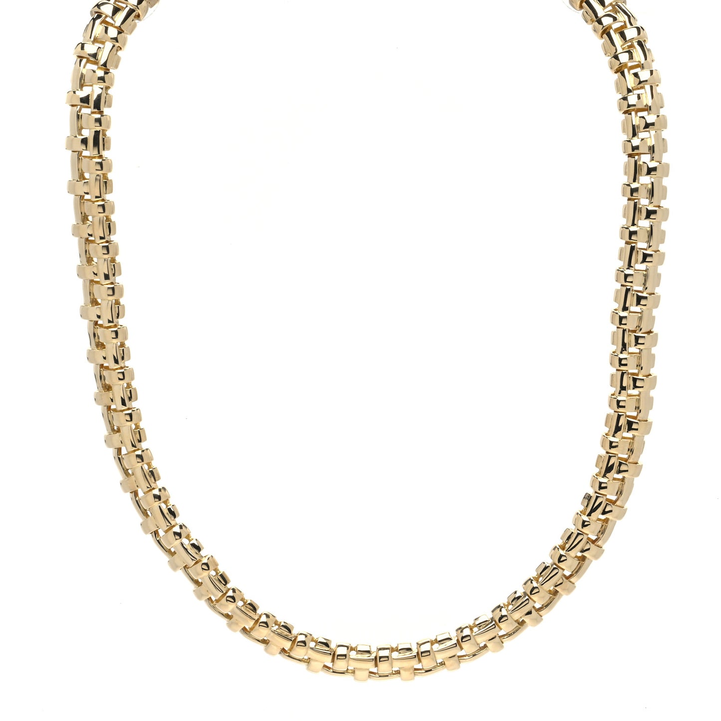 18K Yellow Gold Basket Weave Choker Necklace