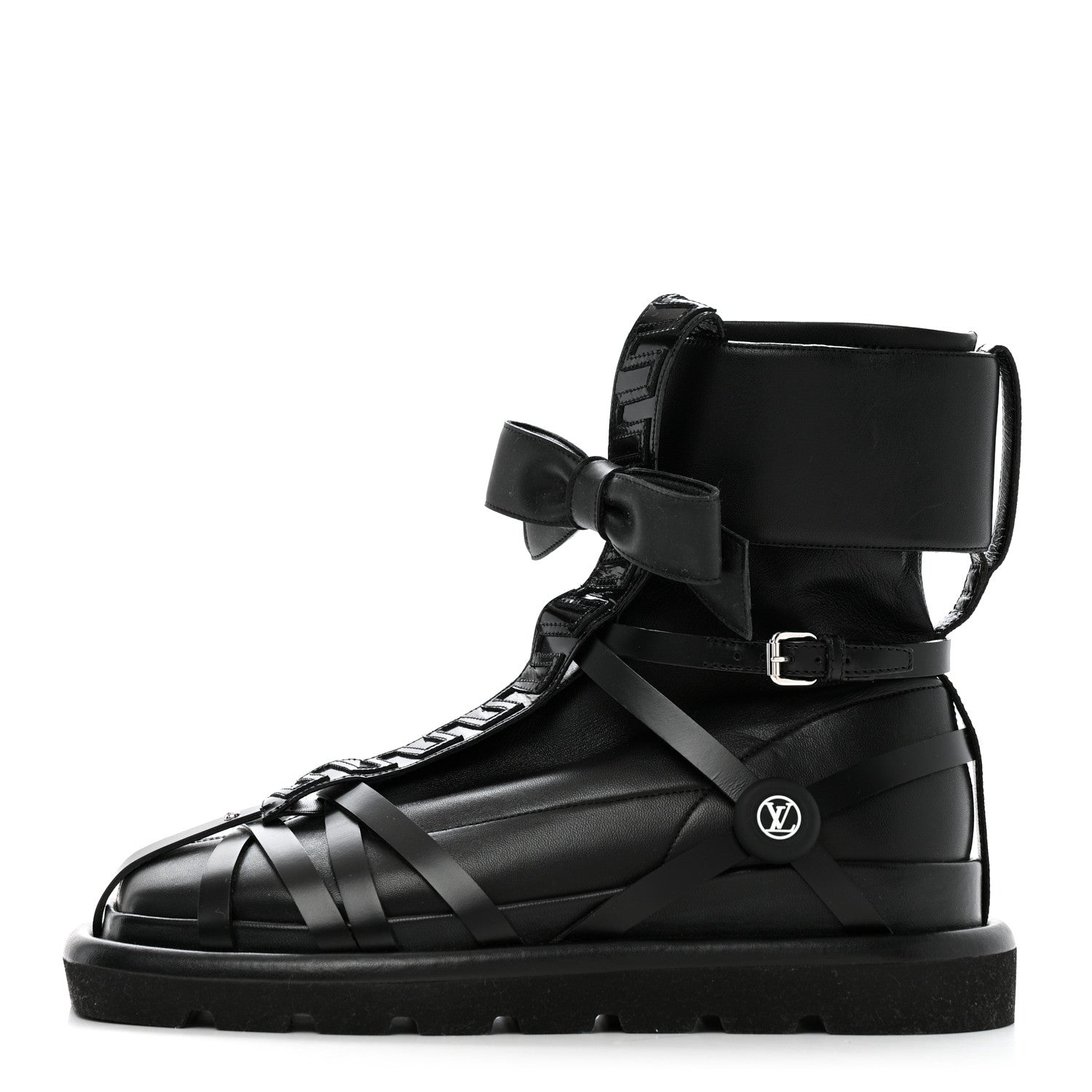 Louis Vuitton X FORNASETTI Lambskin Calfskin Square Pillow Flat Ankle Boots 38 Black 1 of 9