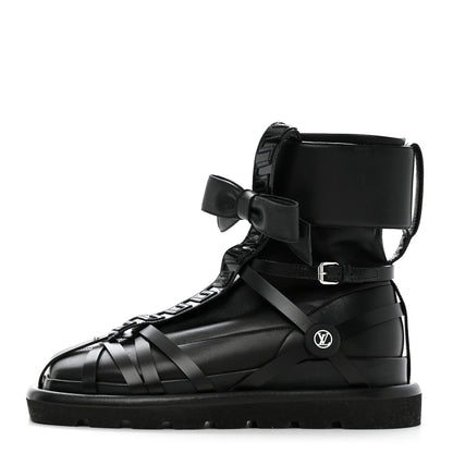 Louis Vuitton X FORNASETTI Lambskin Calfskin Square Pillow Flat Ankle Boots 38 Black 1 of 9