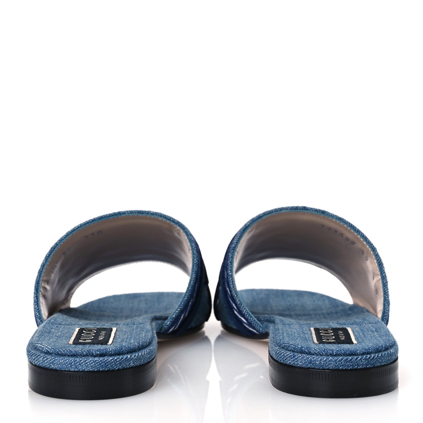 New Denim Logo Embroidered Slide Sandal 39 Light Blue