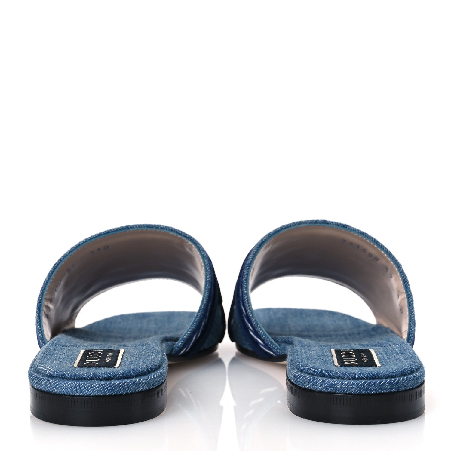 Gucci New Denim Logo Embroidered Slide Sandal 39 Light Blue 6 of 10