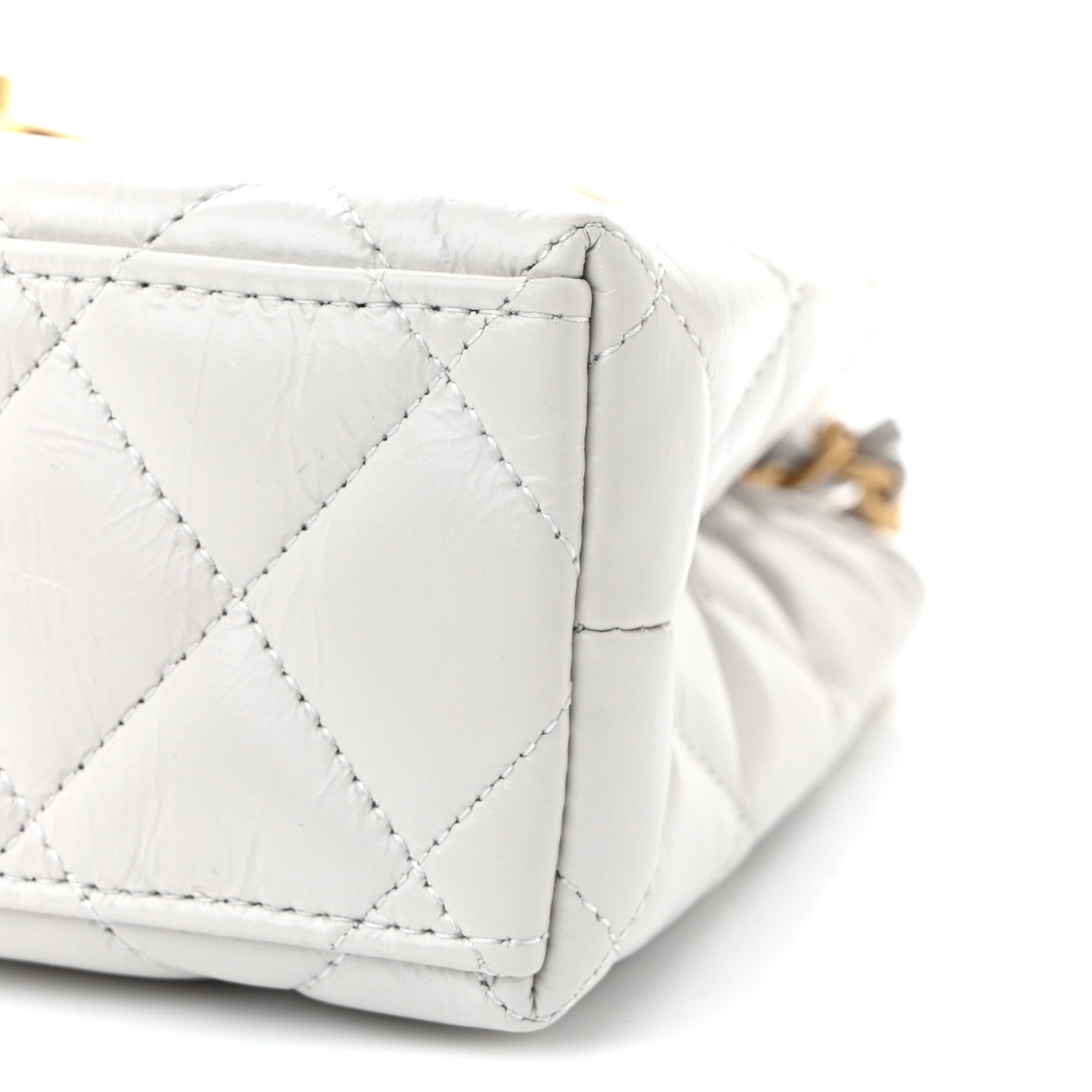 Chanel Shiny Aged Calfskin Quilted Nano Kelly Shopper Light Grey 10 of 11