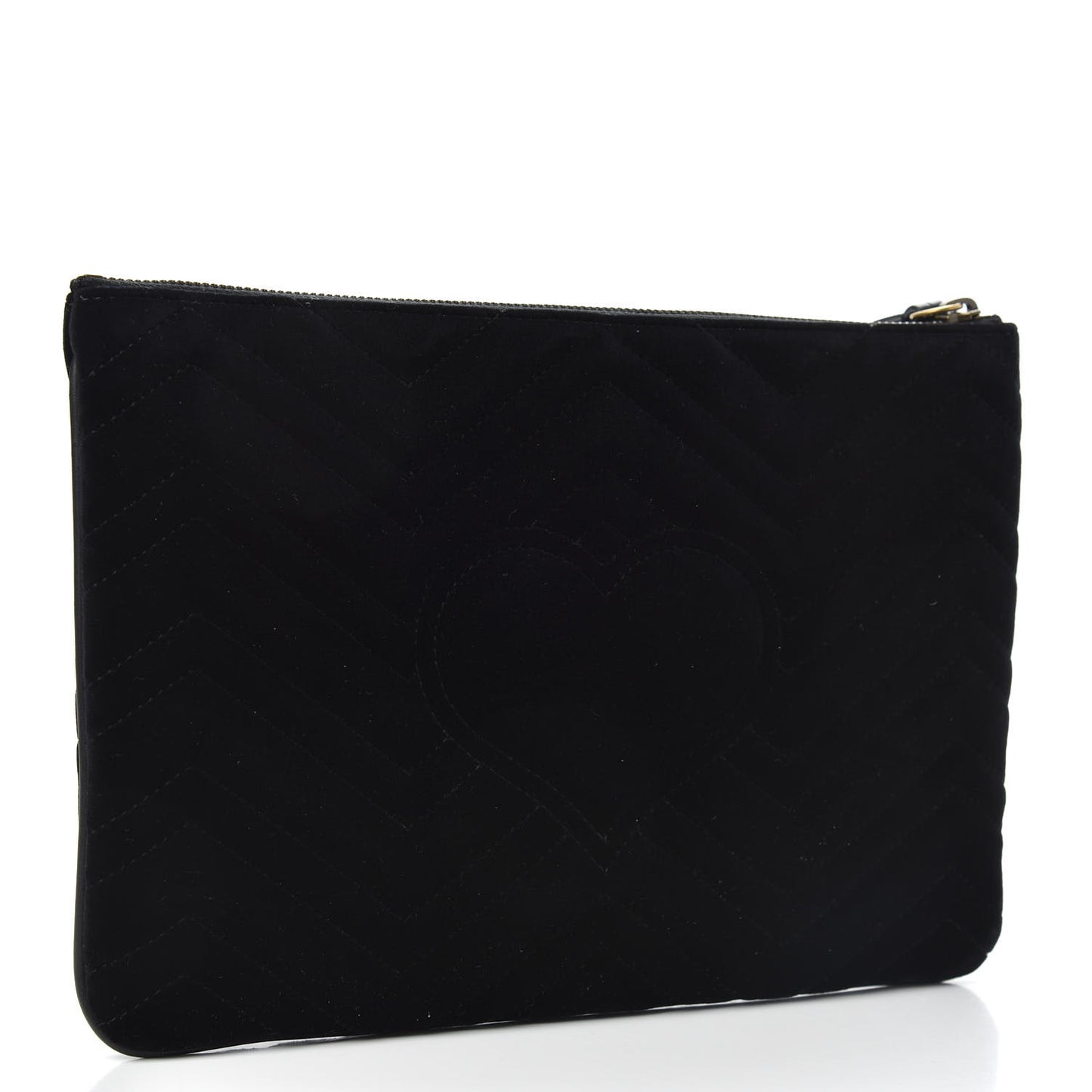 Velvet Matelasse GG Marmont Zip Pouch Black