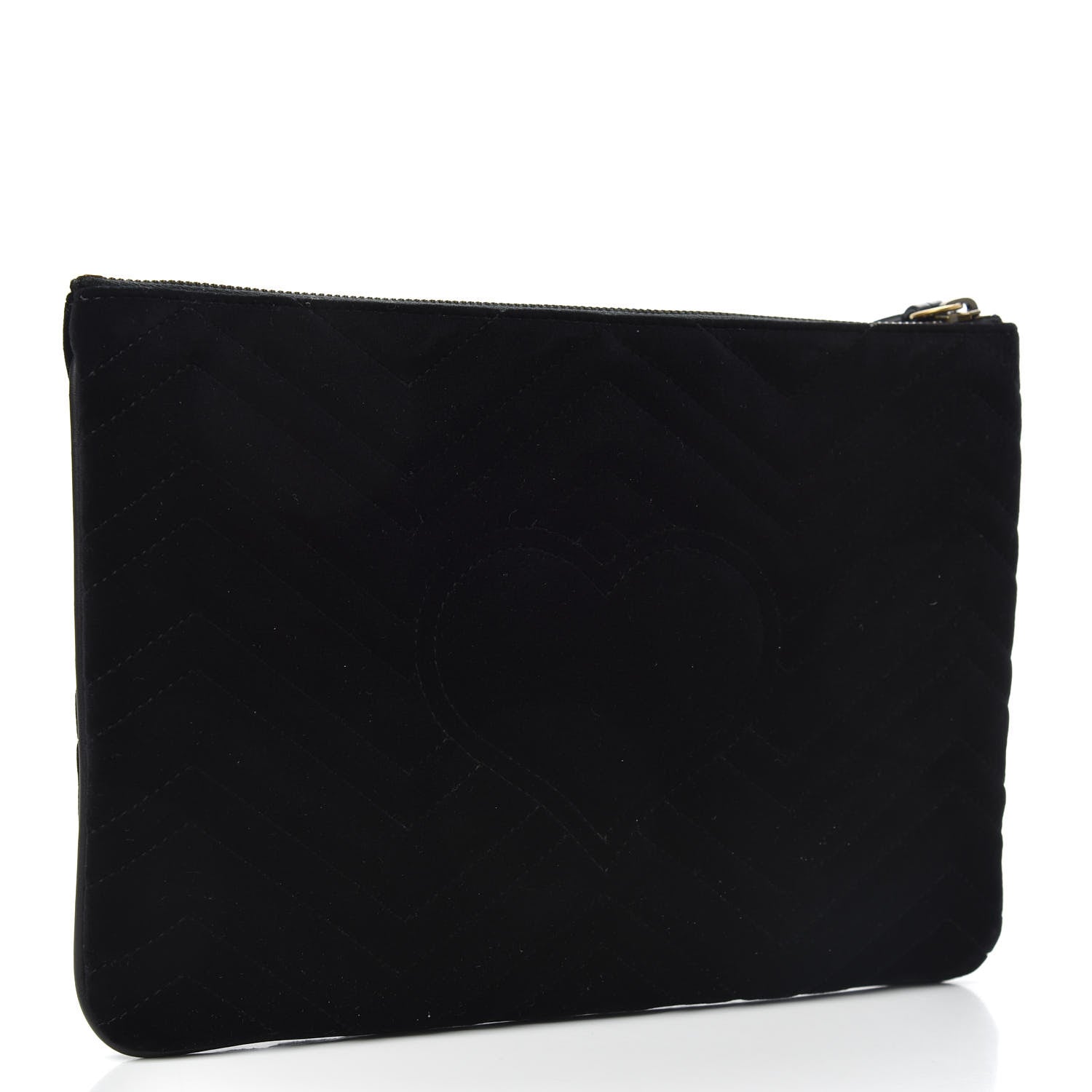 Gucci Velvet Matelasse GG Marmont Zip Pouch Black 3 of 9
