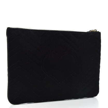 Gucci Velvet Matelasse GG Marmont Zip Pouch Black 3 of 9