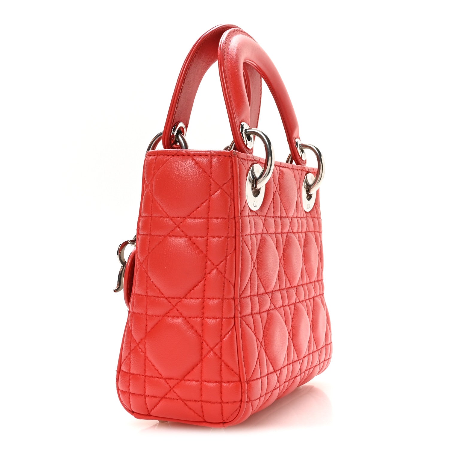 Christian Dior Lambskin Cannage Mini Lady Dior Red 3 of 11