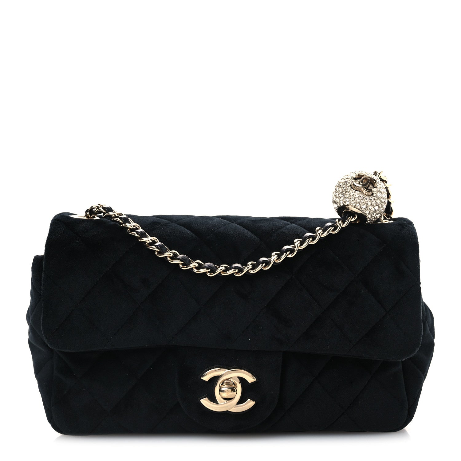 Chanel Velvet Quilted Mini Rectangular Pearl Crush Flap Black 1 of 13