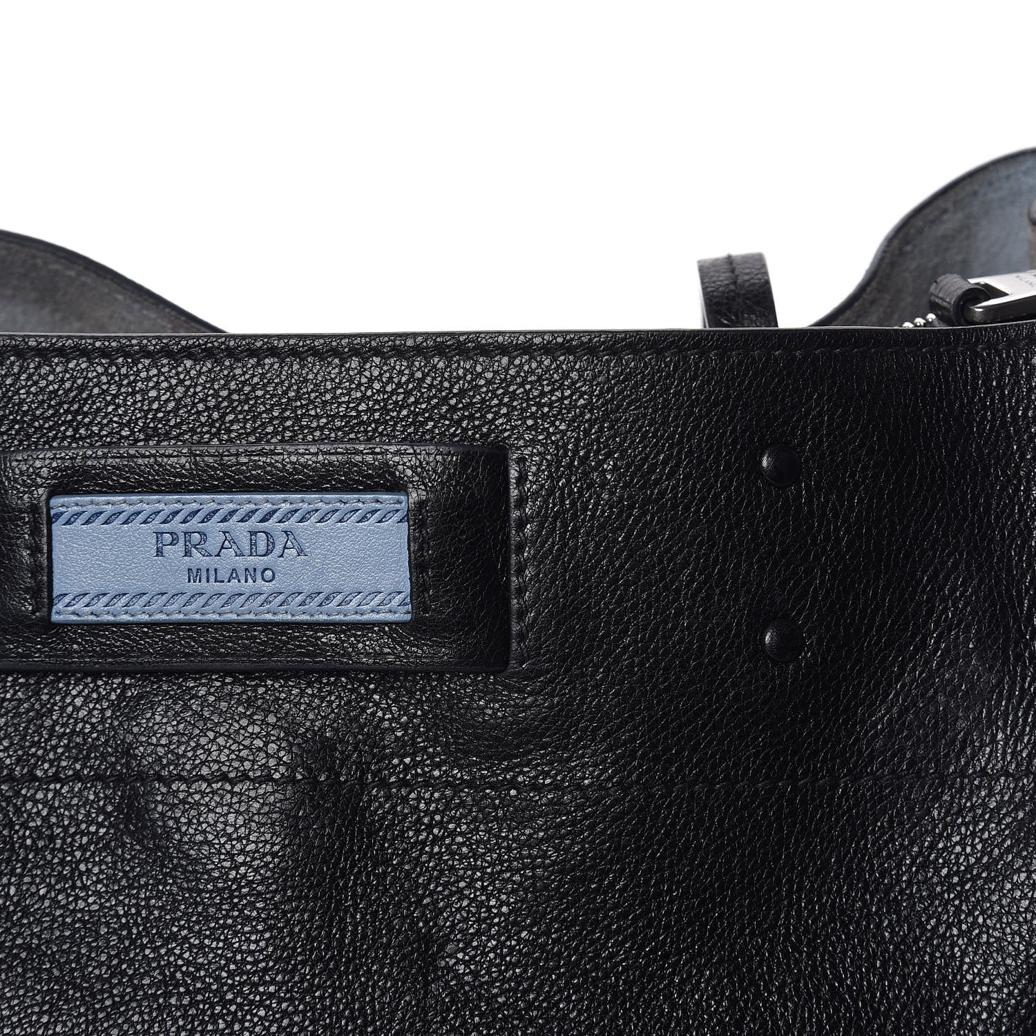 Prada Glace Calfskin Etiquette Fringe Shoulder Bag Black Astrale 13 of 13