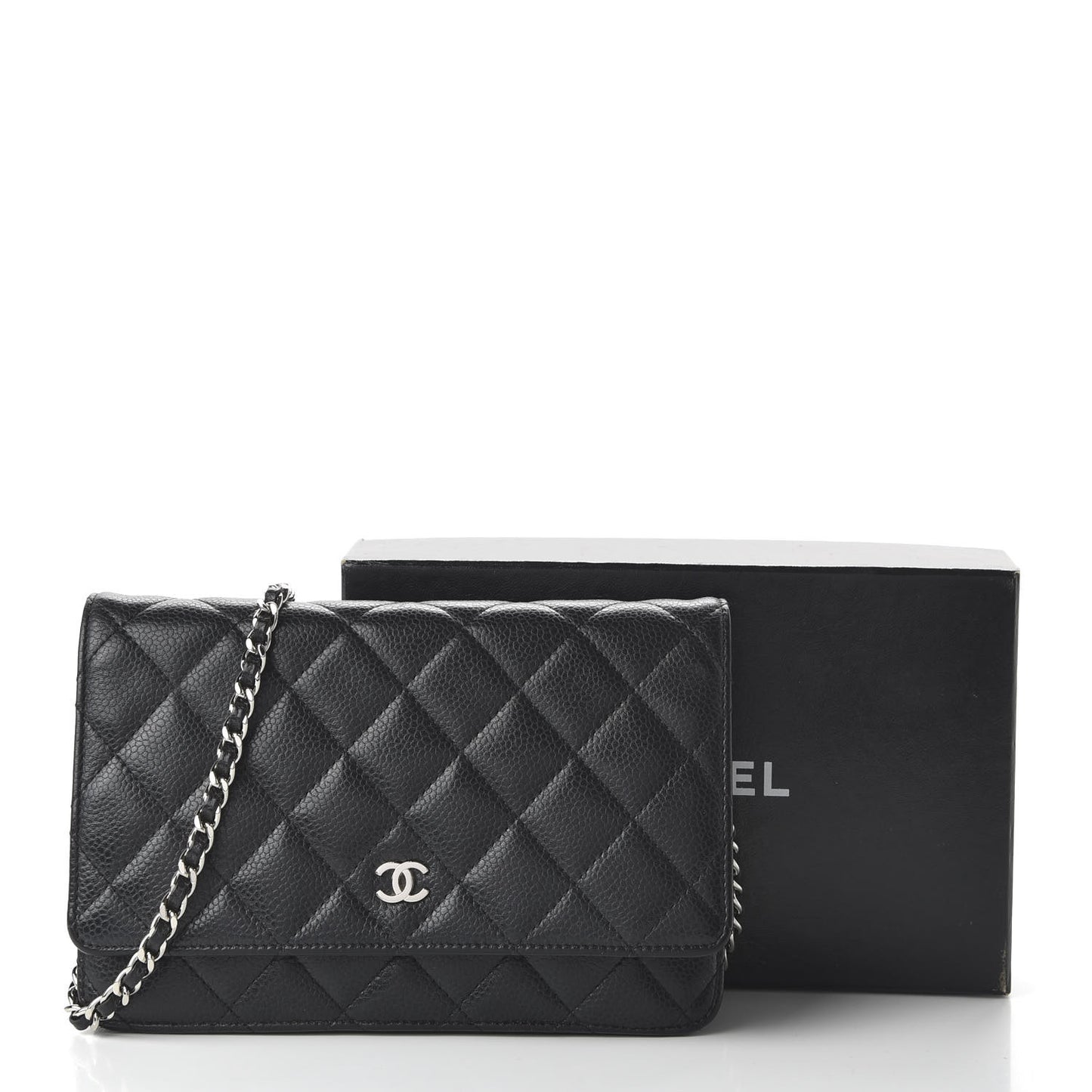 Caviar Quilted Wallet On Chain WOC Black