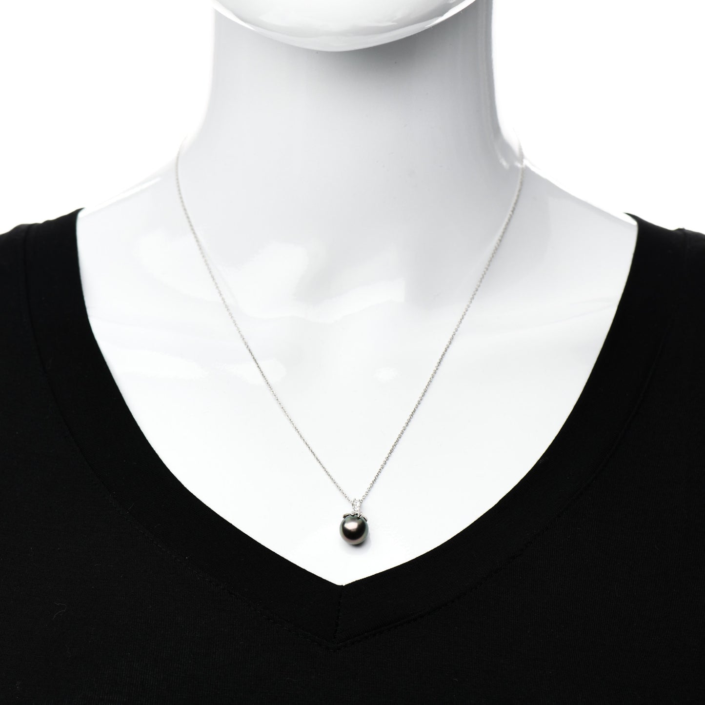 Platinum Diamond Tahitian Pearl Fireworks Pendant Necklace