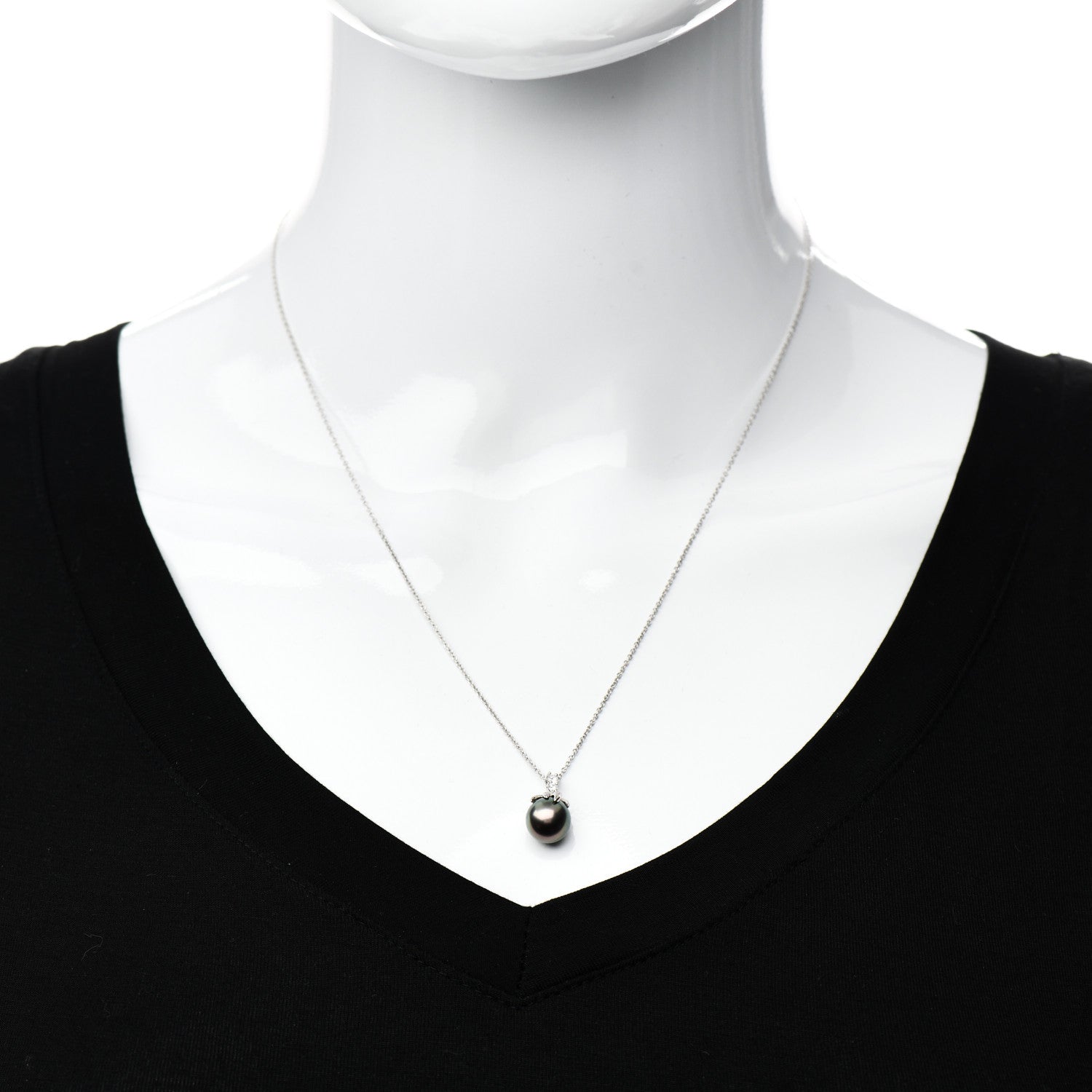 Tiffany Platinum Diamond Tahitian Pearl Fireworks Pendant Necklace 2 of 7