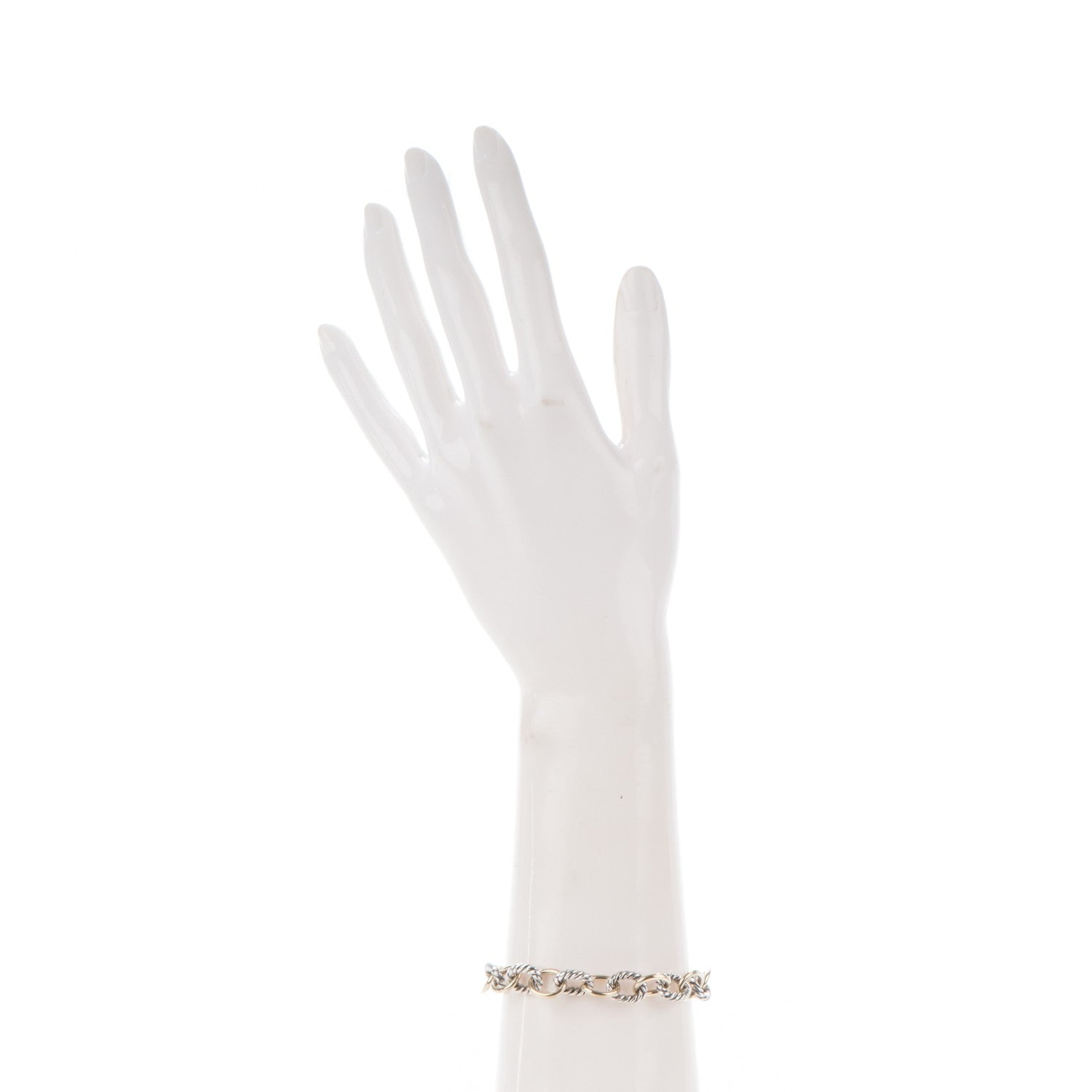 David Yurman Sterling Silver 18K Yellow Gold 10mm Medium Oval Link Bracelet 2 of 4