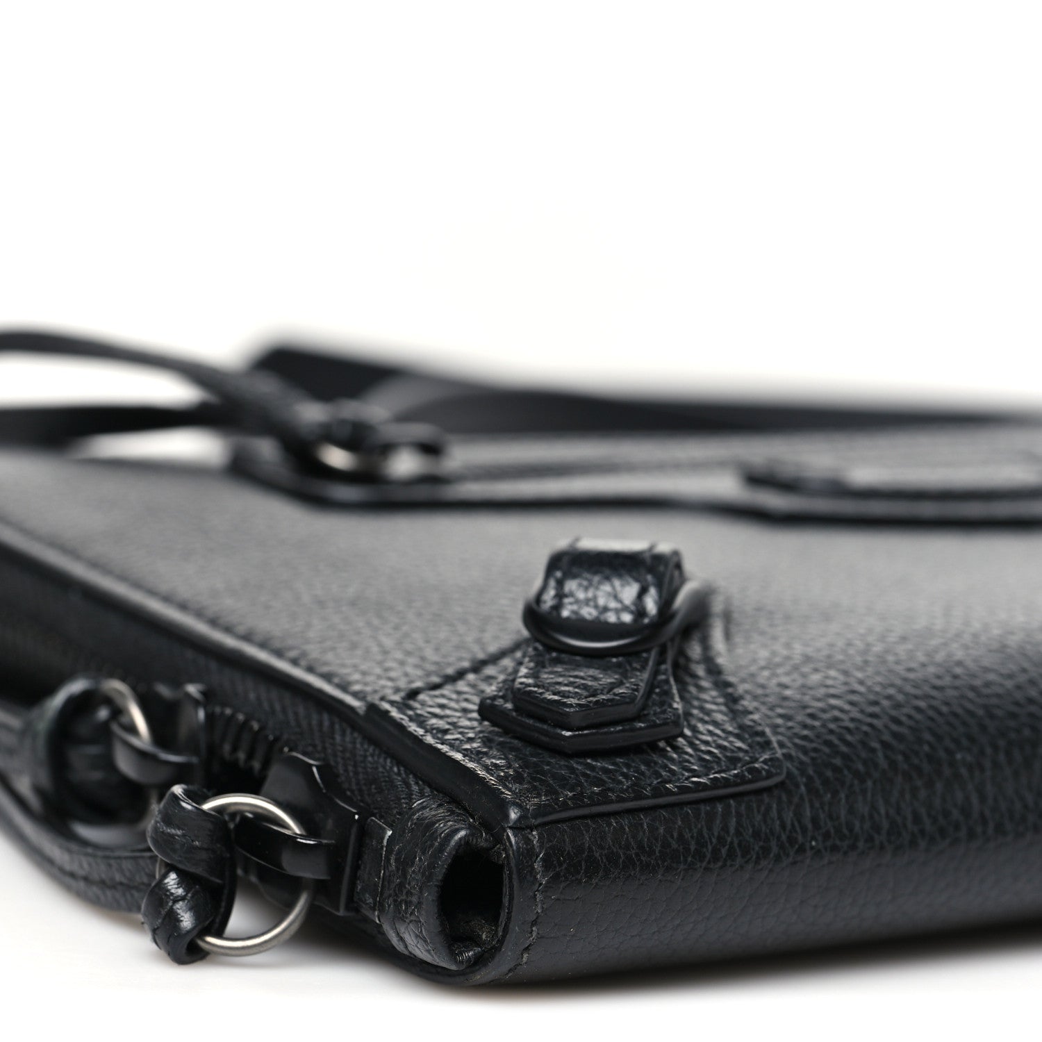 Balenciaga Grained Calfskin Neo Classic Black Hardware Zip Around Crossbody Black 8 of 9