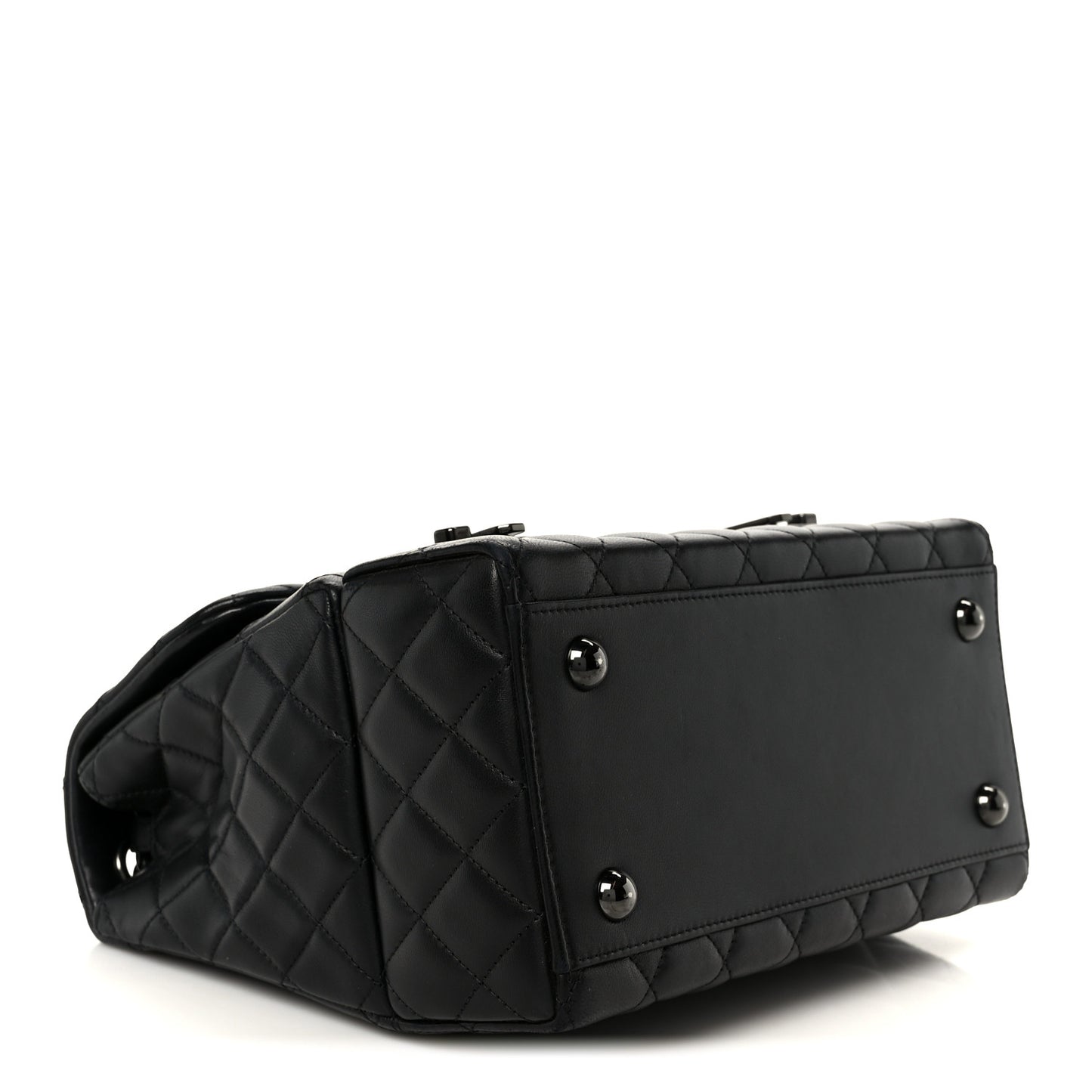 Lambskin Quilted Cockpit Flap Bag Black
