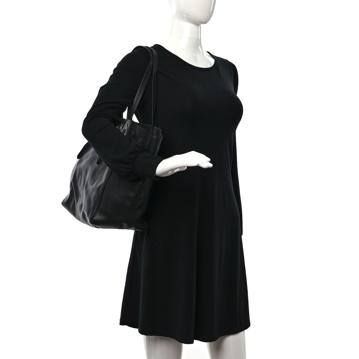 Soft Grained Calfskin Small Belt Cabas Phantom Black