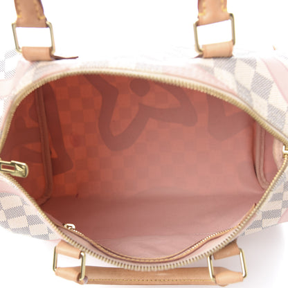 Louis Vuitton Damier Azur Tahitienne Speedy Bandouliere 30 Rose Ballerine 4 of 13