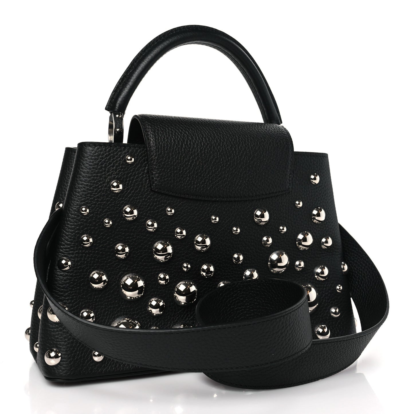 LV X YK Taurillon Brass Metal Dots Capucine MM Black