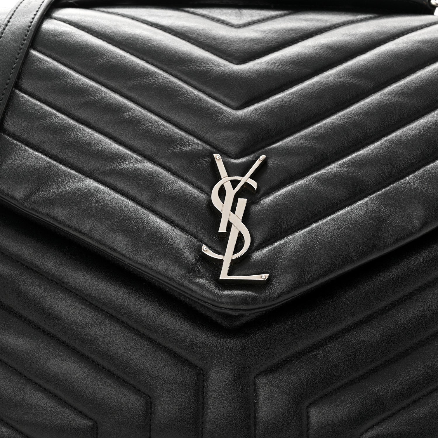 Saint Laurent Calfskin Y Quilted Monogram Large Loulou Chain Satchel Black 8 of 14