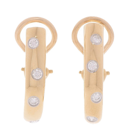 Tiffany 18K Yellow Gold Platinum Diamond Etoile Half Hoop Earrings 1 of 6