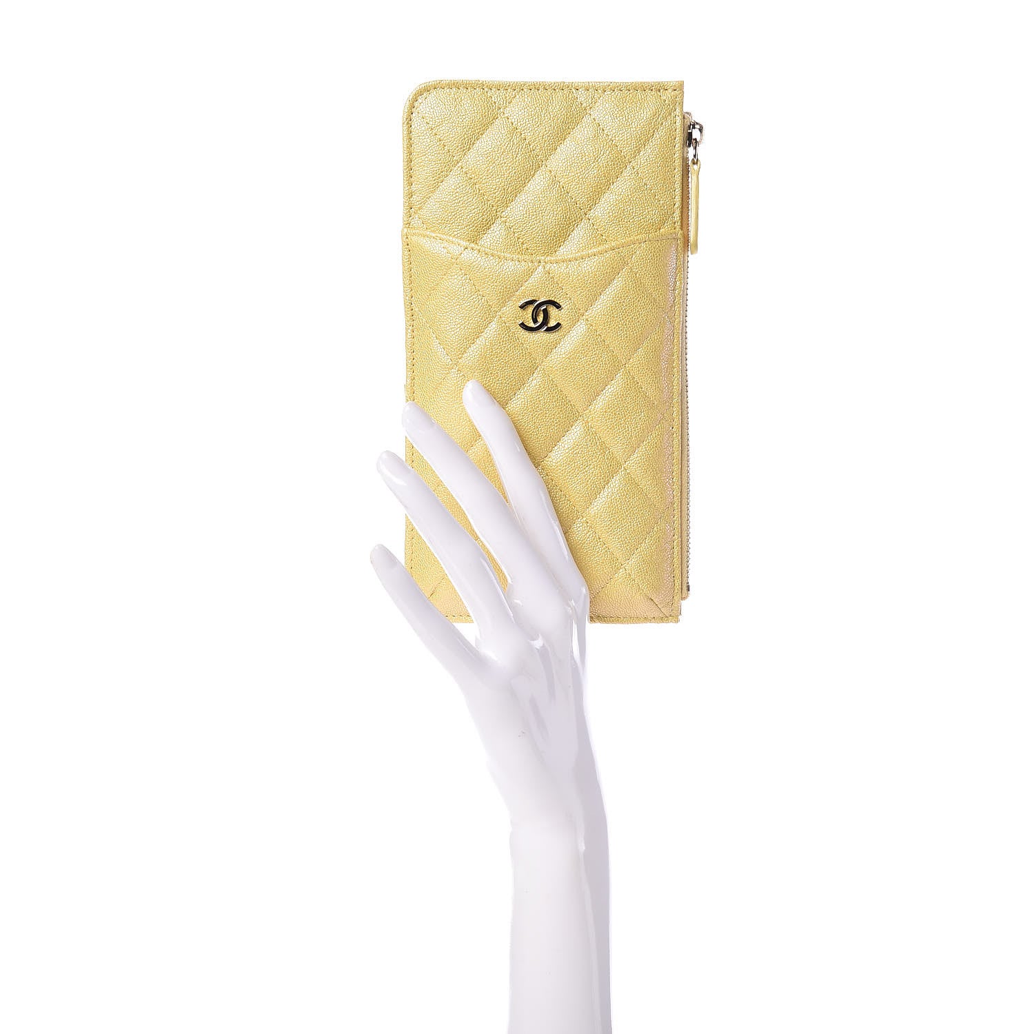 Chanel Iridescent Caviar Quilted Classic iPhone Pouch Yellow 2 of 8