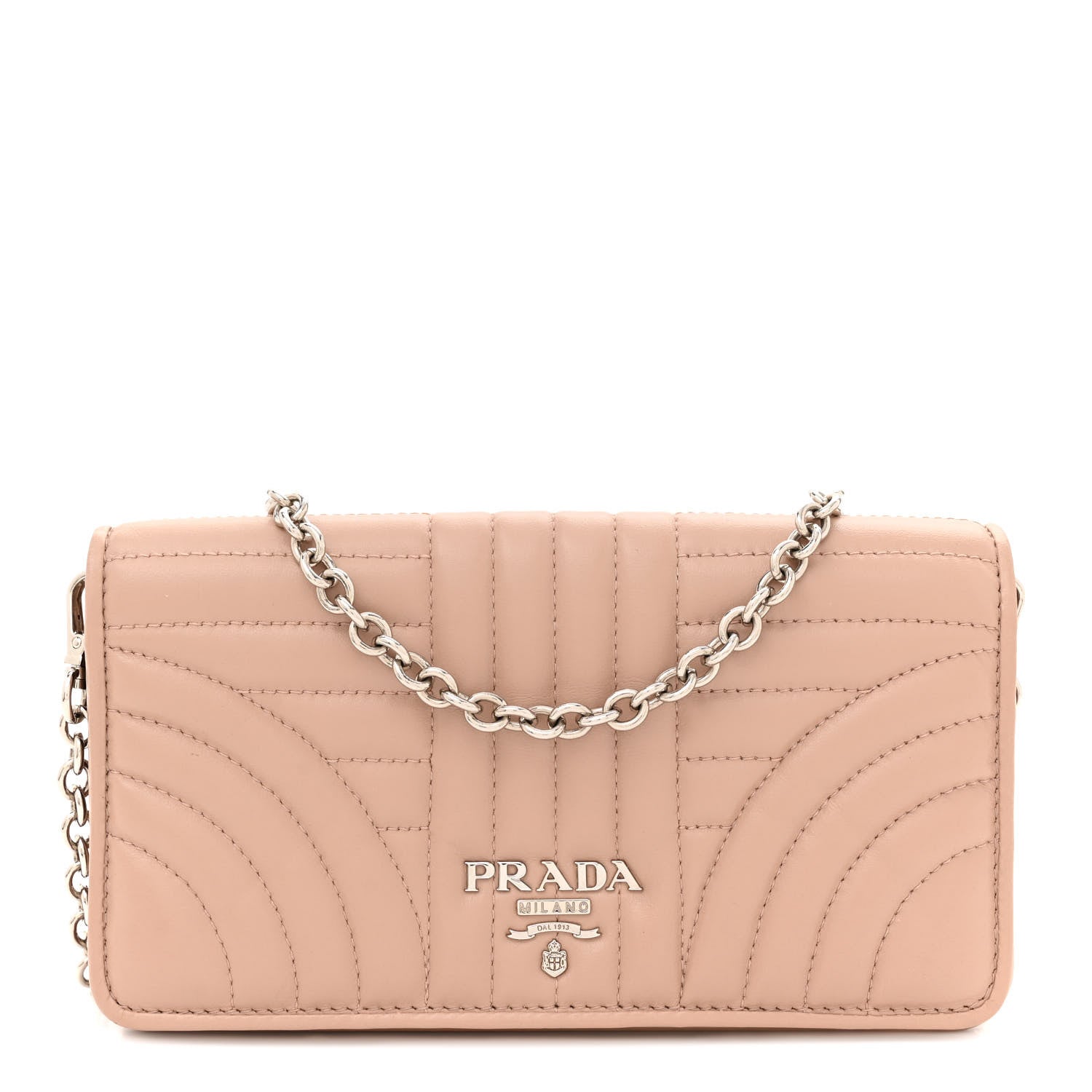 Prada Soft Calfskin Impunture Diagramme Chain Wallet Cipria 1 of 14