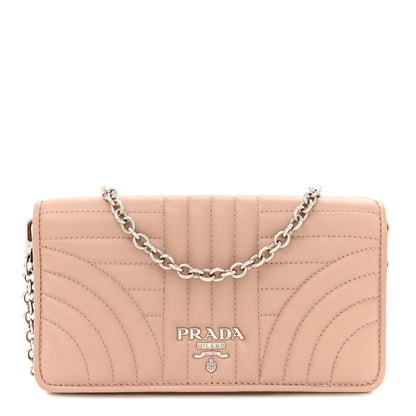 Prada Soft Calfskin Impunture Diagramme Chain Wallet Cipria 1 of 14