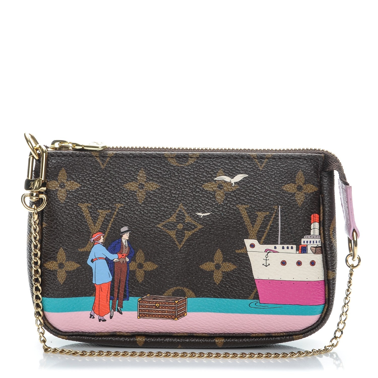 Louis Vuitton Monogram 2016 Christmas Animation Mini Pochette Accessories Rose Ballerine 1 of 8