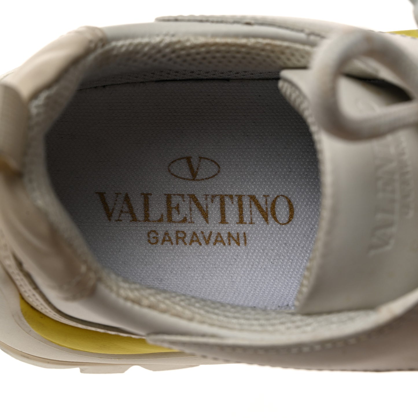 Calfskin Womens Gumboy Sneakers 37.5 White Lime Yellow