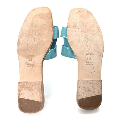 Hermes Patent Oran Sandals 40 Bleu Paon 6 of 8
