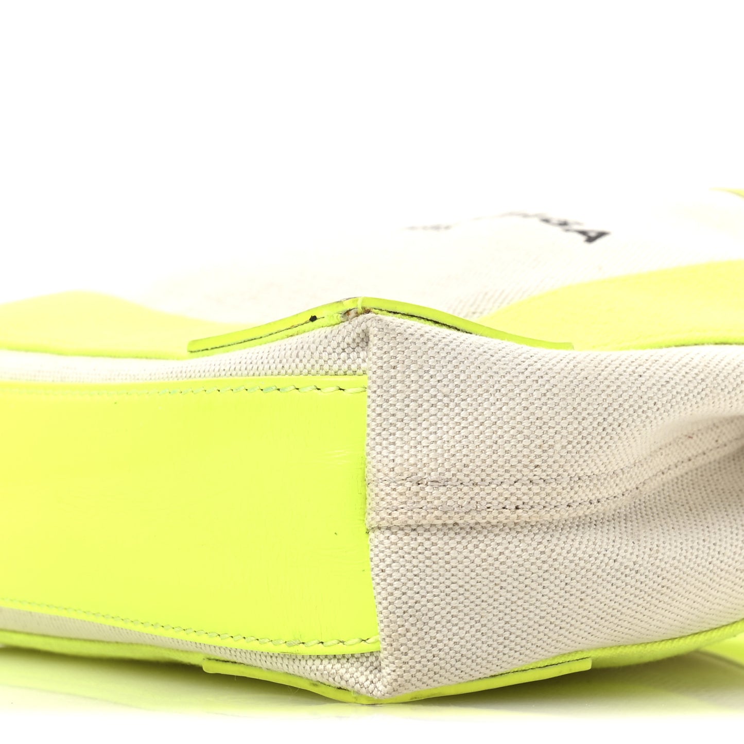 Cotton Canvas Satin Calfskin Navy Cabas XS Natural Fluo Yellow