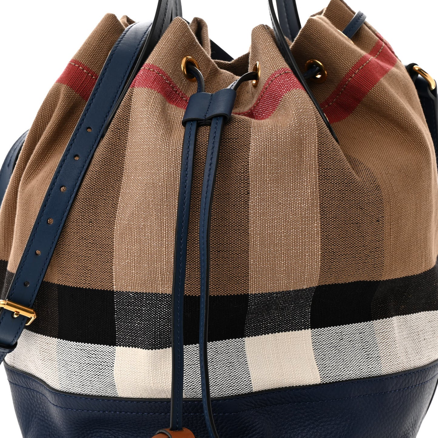 Grainy Calfskin House Check Canvas Heston Crossbody Blue