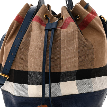 Burberry Grainy Calfskin House Check Canvas Heston Crossbody Blue 9 of 11