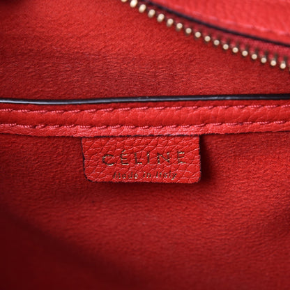 Celine Drummed Calfskin Nano Luggage Coquelicot 7 of 8