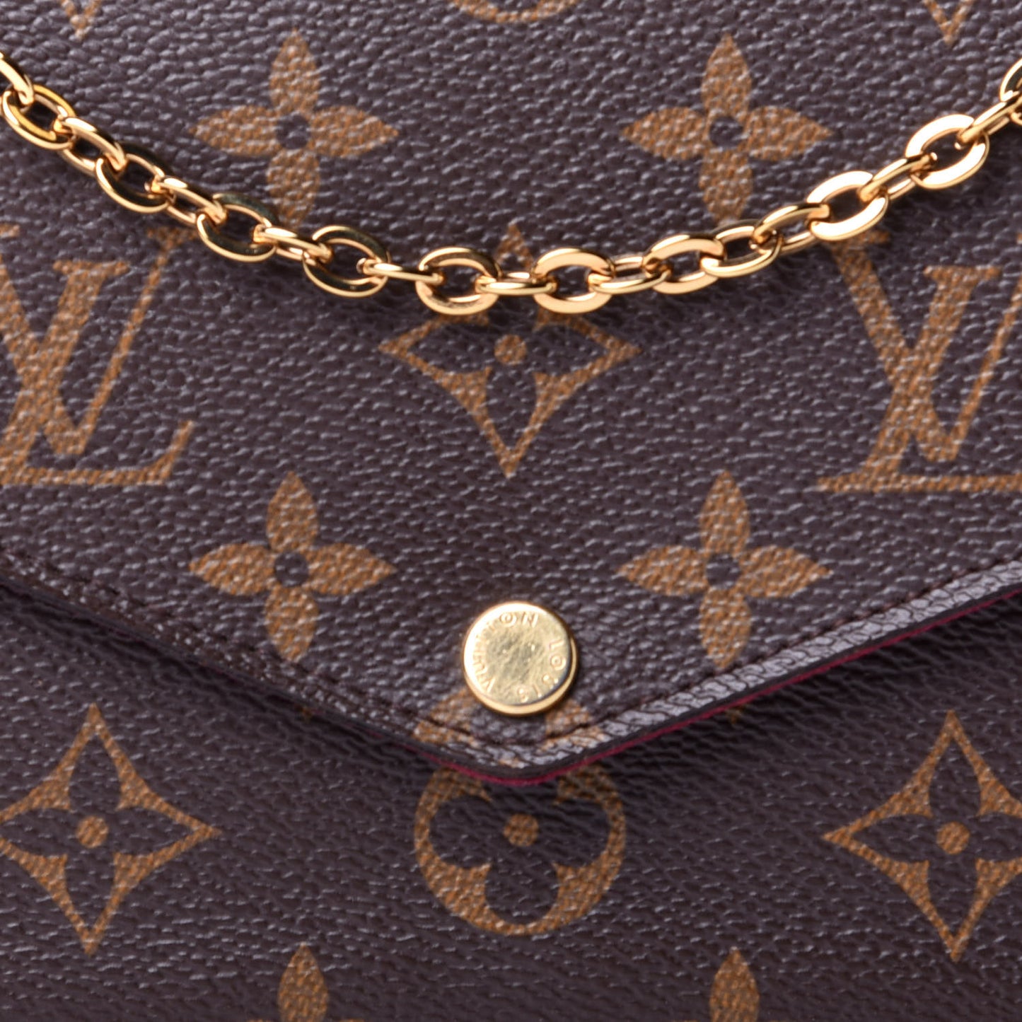 Monogram Pochette Felicie Chain Wallet Fuchsia