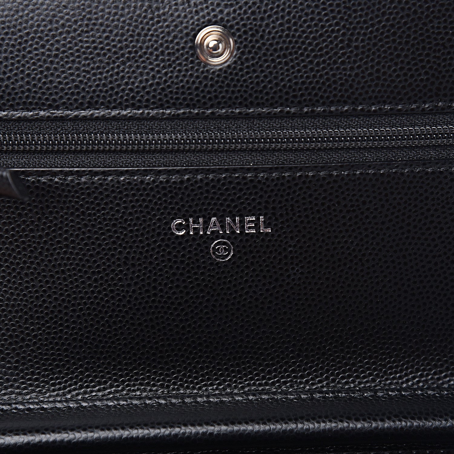 Chanel Caviar Chevron Quilted Wallet On Chain WOC Black 5 of 11