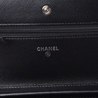 Chanel Caviar Chevron Quilted Wallet On Chain WOC Black 5 of 11